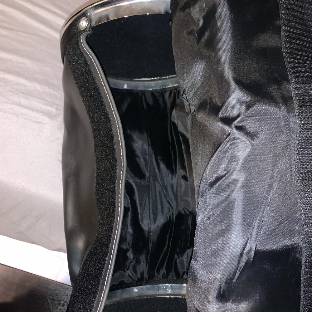 Harley Davidson Chrome Hubcap Leather Travel Duffle Bag Silver black
